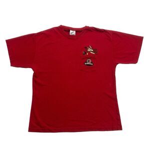 Vintage Looney Tunes Shirt Mens Medium M Red Wile E Coyote Up Your Alley 90s